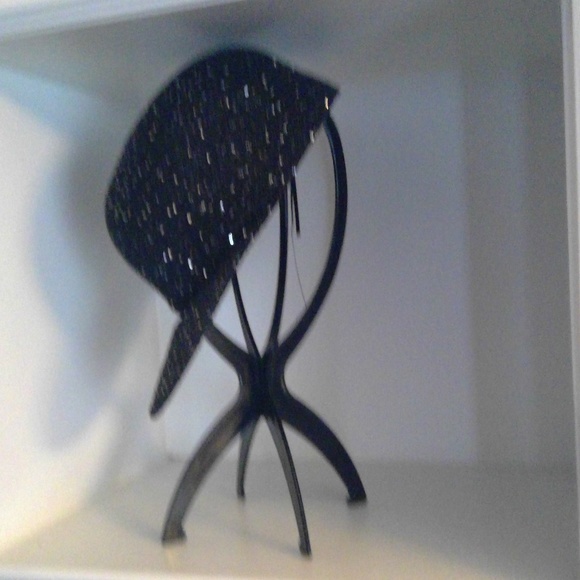 Black Beaded Sequined Baseball Cap Adjustable String Sparkle Bling NWOT main image 6
